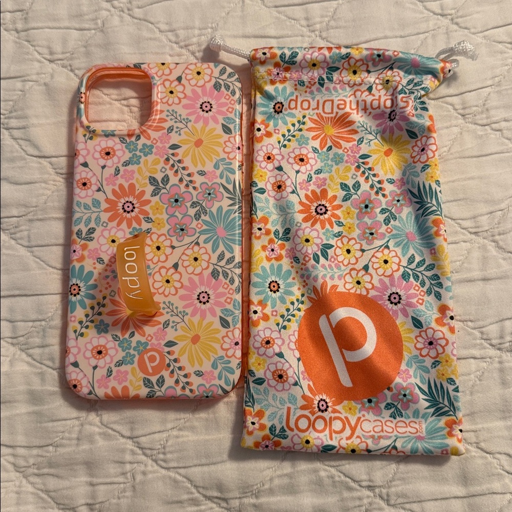 Loopy Case Floral Phone Case and Pouch in Pink, Orange, Yellow, Teal